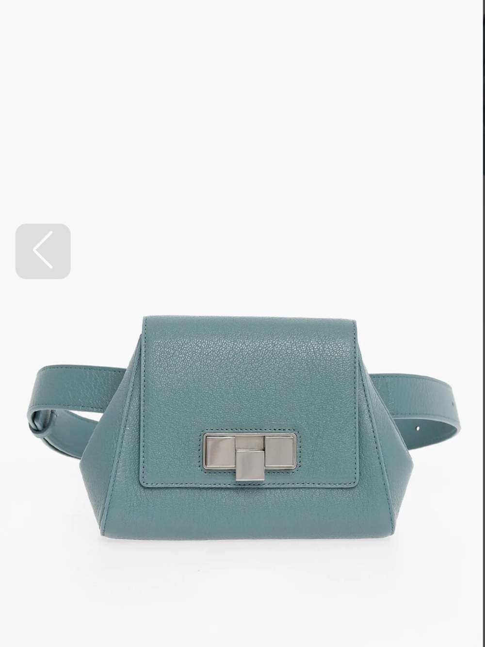 BOTTEGA VENETA Teal Blue Leather Belt Bag with Silver Hardware